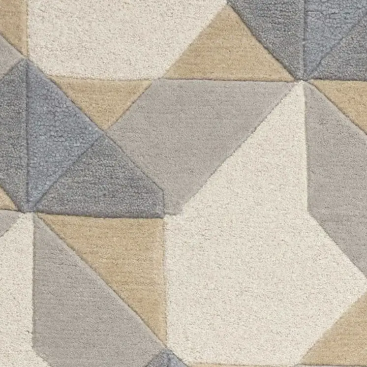 2' X 4' Ivory And Gray Wool Geometric Hand Tufted Area Rug