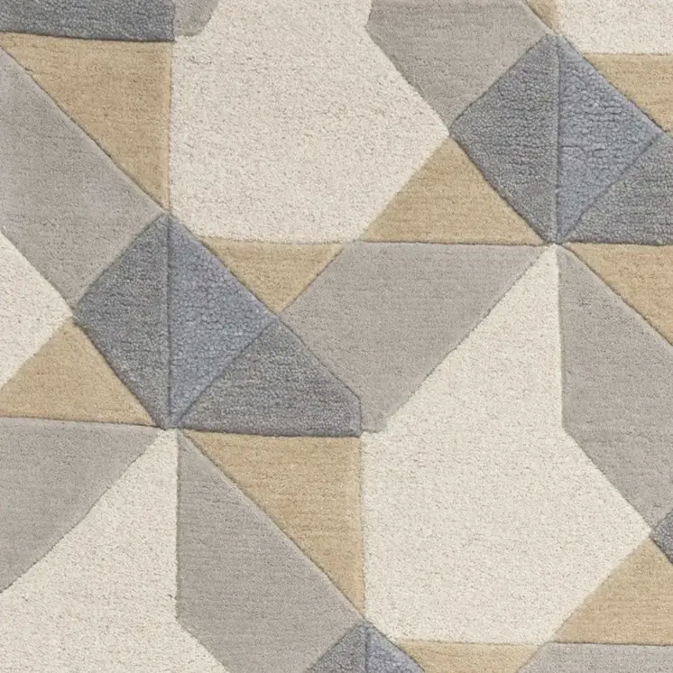2' X 4' Ivory And Gray Wool Geometric Hand Tufted Area Rug