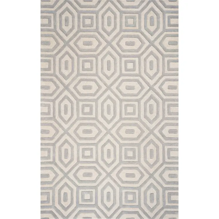 2' X 4' Gray And Ivory Wool Geometric Hand Tufted Area Rug