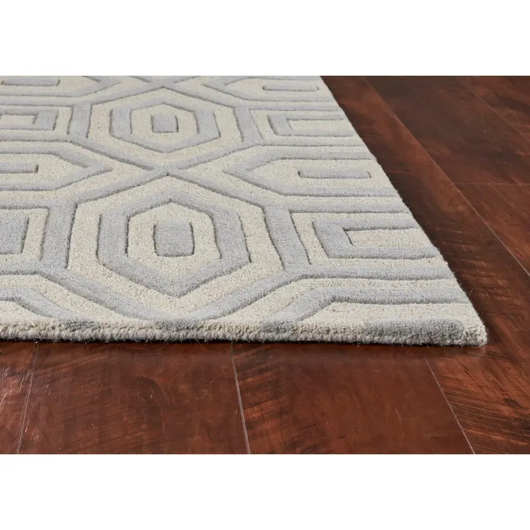 2' X 4' Gray And Ivory Wool Geometric Hand Tufted Area Rug