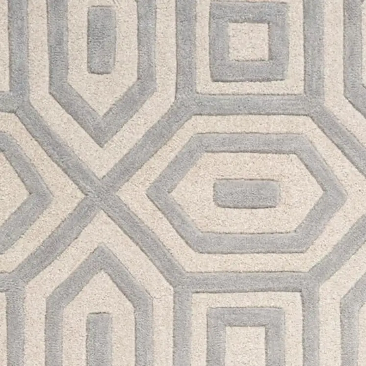 2' X 4' Gray And Ivory Wool Geometric Hand Tufted Area Rug