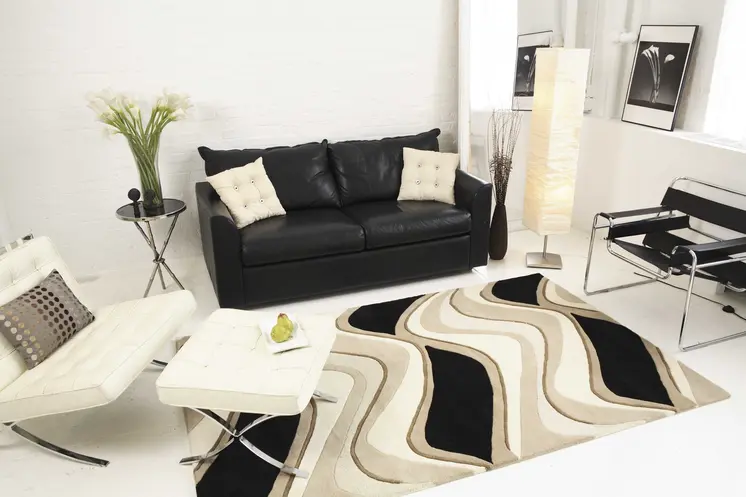2' X 4' Black And Beige Wool Abstract Hand Tufted Area Rug