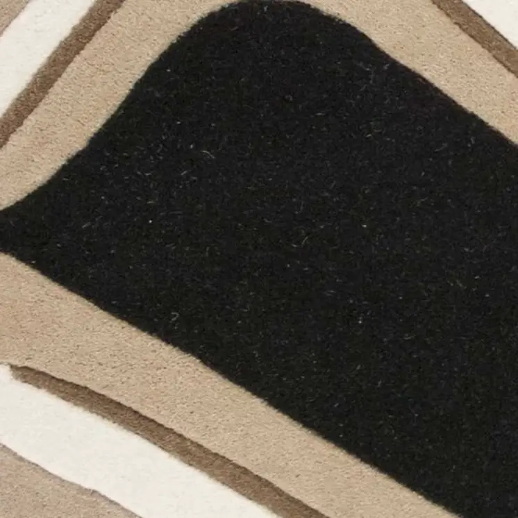 2' X 4' Black And Beige Wool Abstract Hand Tufted Area Rug