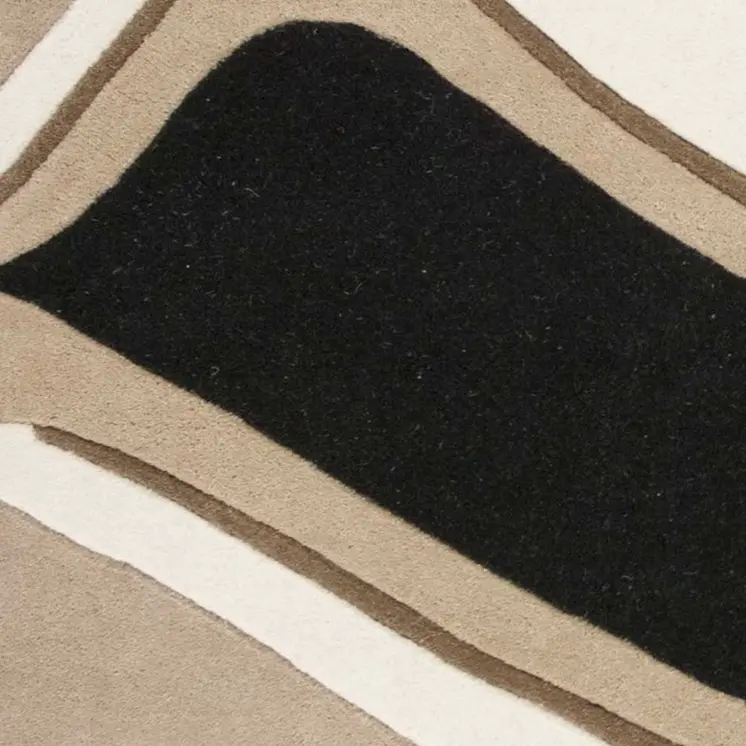 2' X 4' Black And Beige Wool Abstract Hand Tufted Area Rug