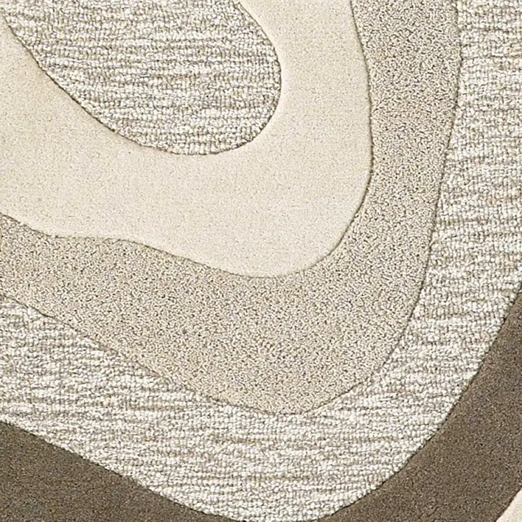 2' X 4' Beige Ivory And Black Wool Abstract Hand Tufted Area Rug