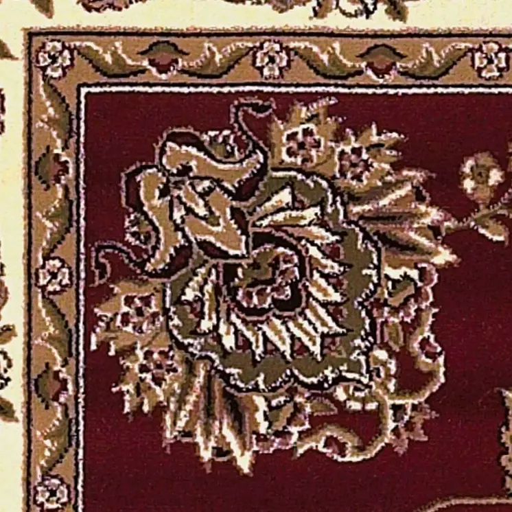8' Red And Ivory Floral Runner Rug