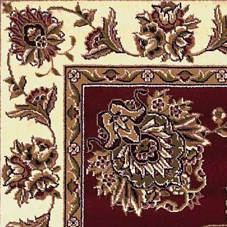 8' Red And Ivory Floral Runner Rug
