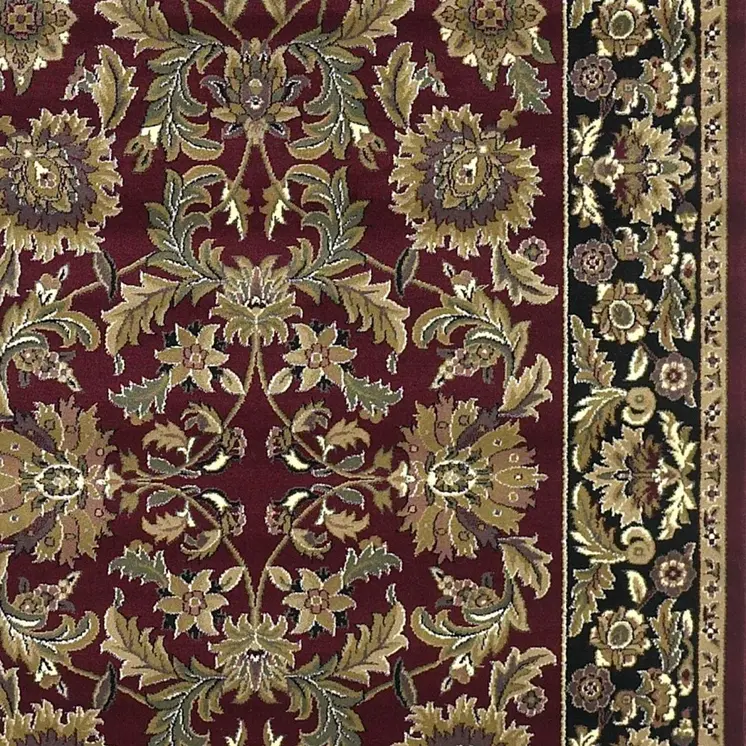 3' X 5' Red And Black Floral Area Rug