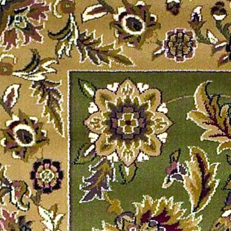 3' X 5' Green And Taupe Floral Area Rug