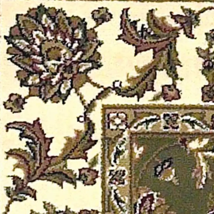 8' Green And Ivory Floral Runner Rug