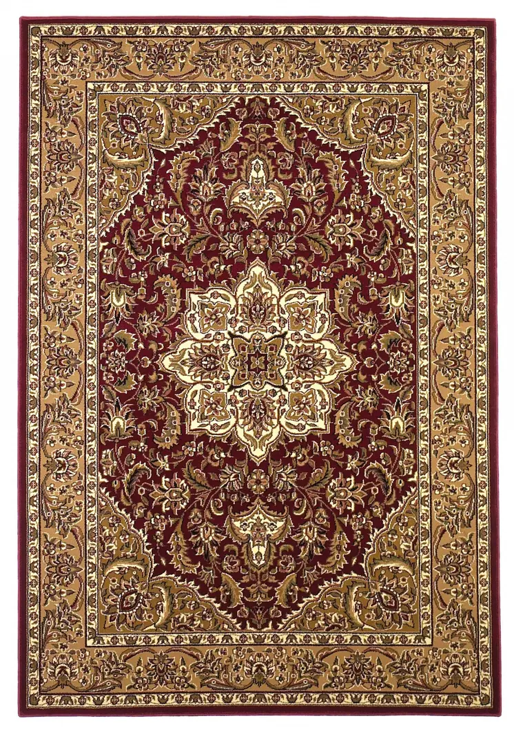 3' X 5' Red And Beige Floral Medallion Area Rug