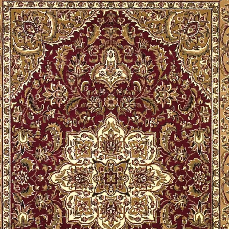 3' X 5' Red And Beige Floral Medallion Area Rug