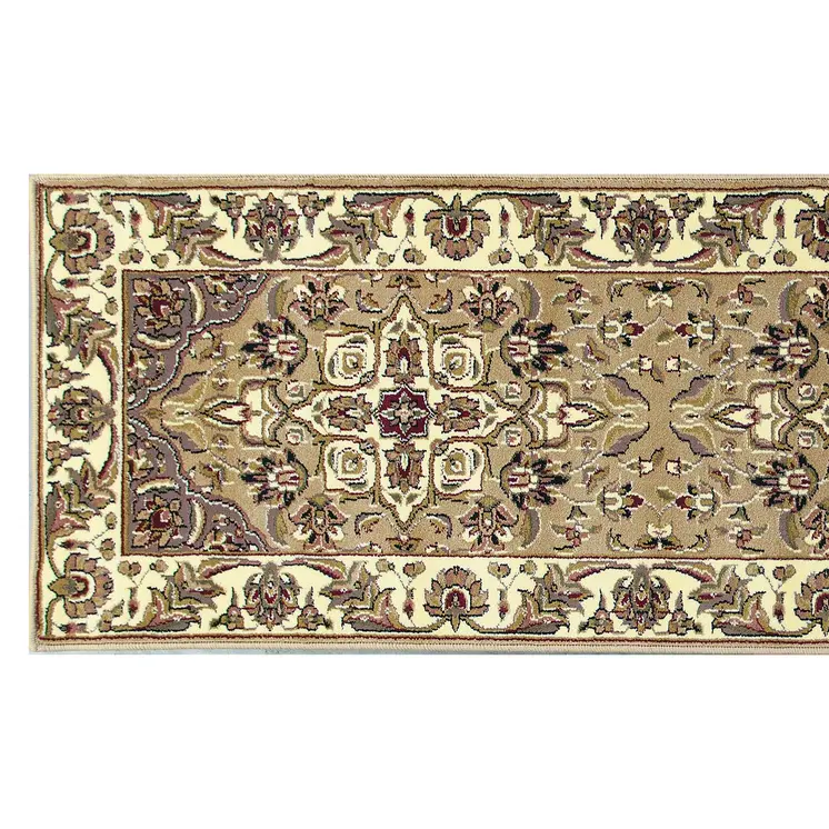8' Beige And Ivory Floral Runner Rug