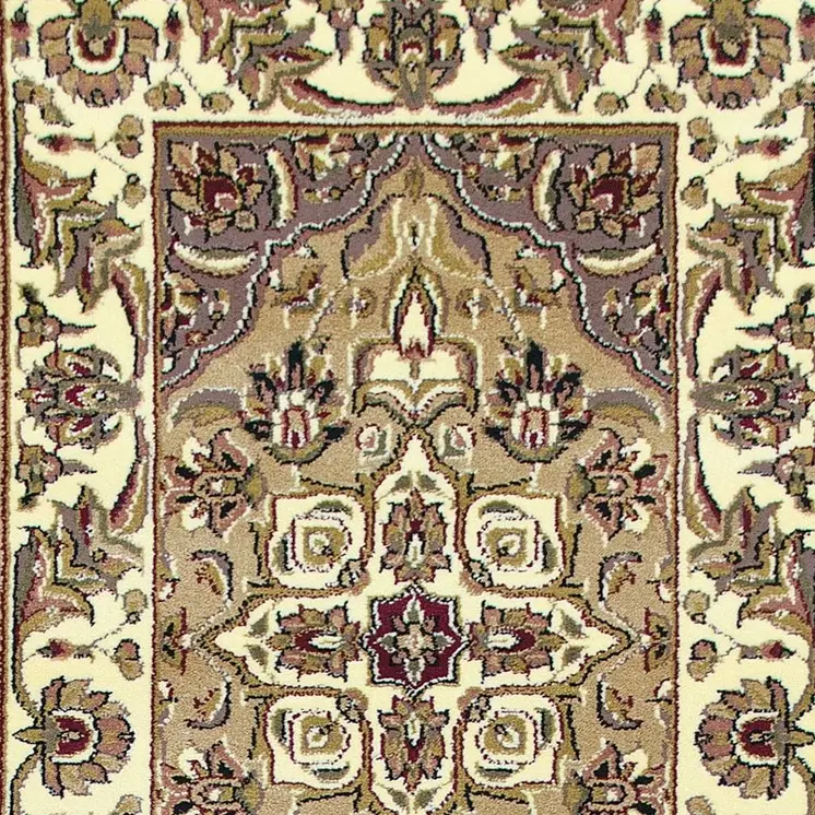 8' Beige And Ivory Floral Runner Rug