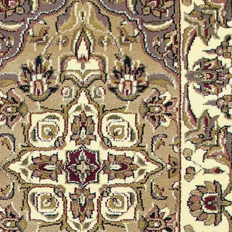8' Beige And Ivory Floral Runner Rug