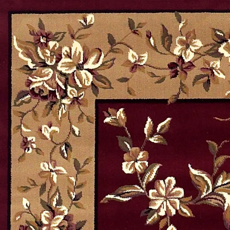 3' X 5' Red And Beige Floral Area Rug