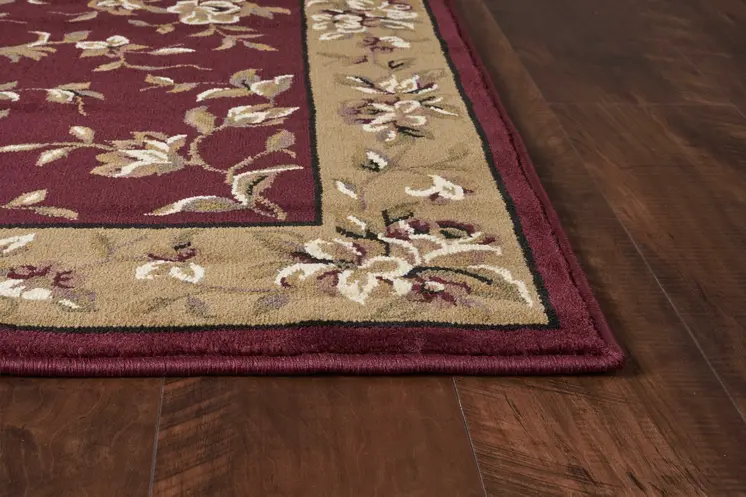 3' X 5' Red And Beige Floral Area Rug