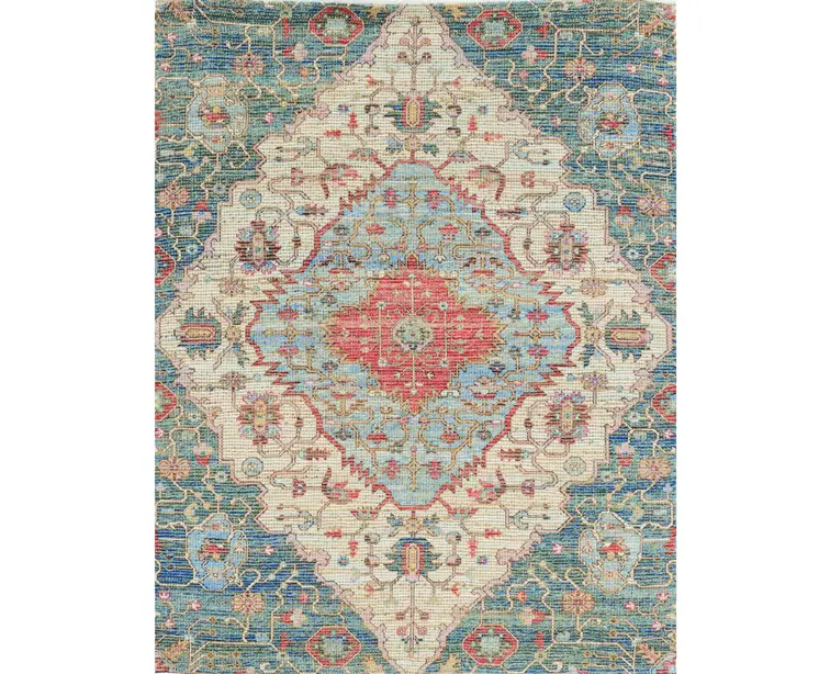3' X 5' Blue and Beige Medallion Hand Woven Area Rug