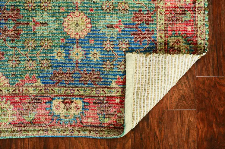 3' X 5' Blue and Beige Floral Hand Woven Area Rug