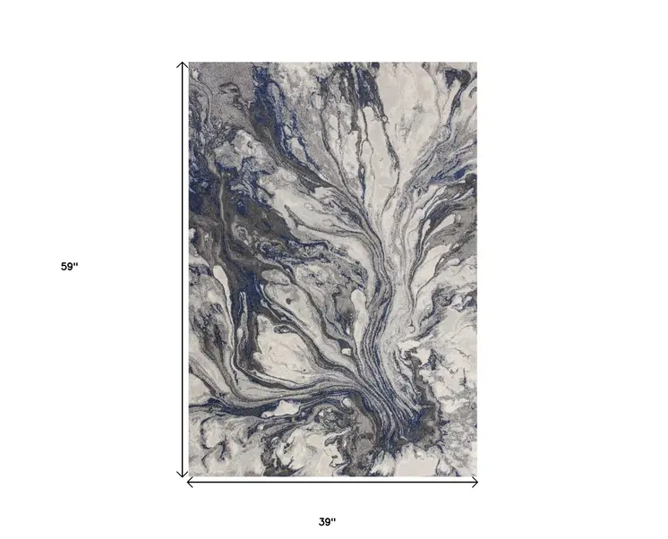 3' X 5' Gray Abstract Area Rug