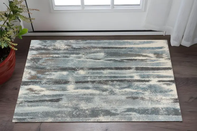 3' X 5' Teal Abstract Area Rug