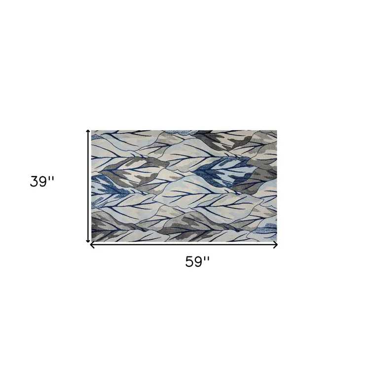 3' X 5' Grey And Navy Area Rug