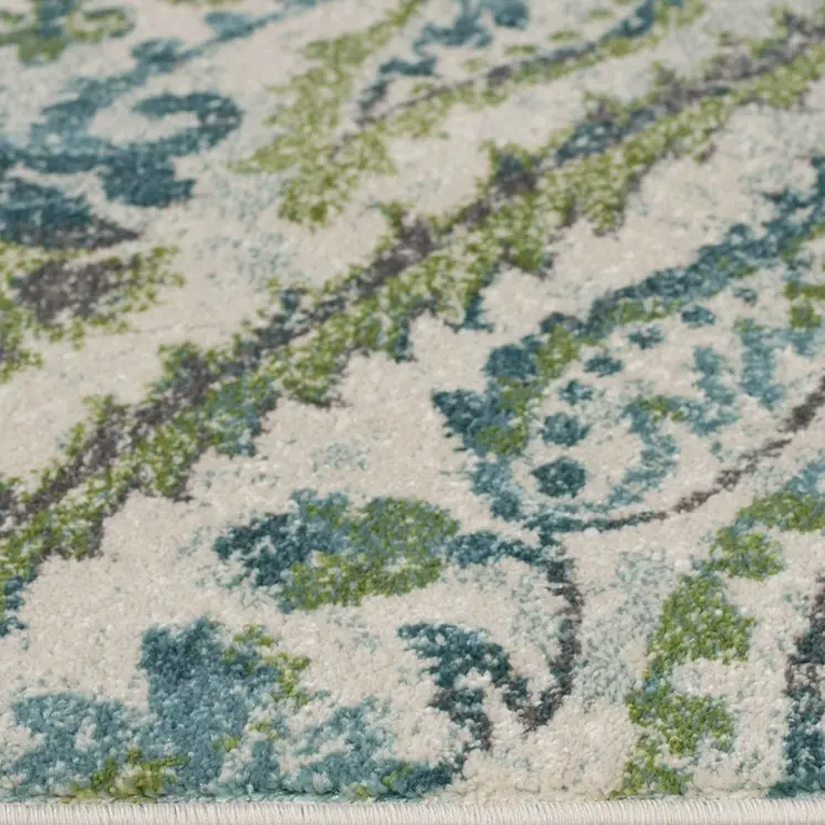 3' X 5' Green And Ivory Ogee Area Rug