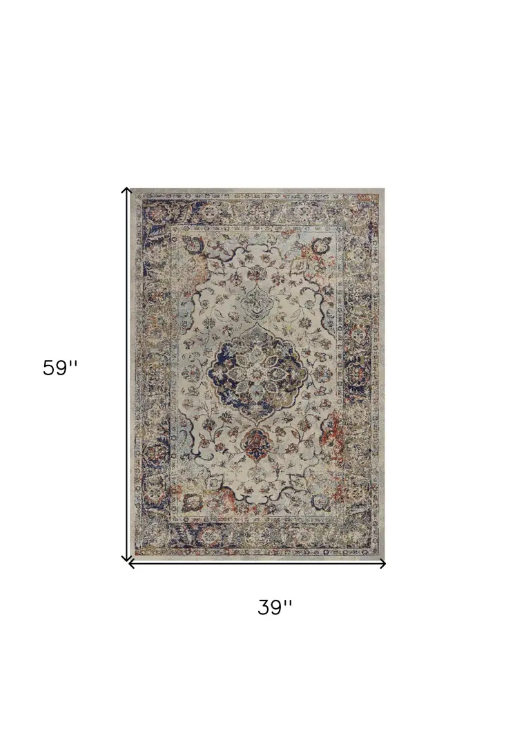 3' X 5' Ivory Medallion Area Rug