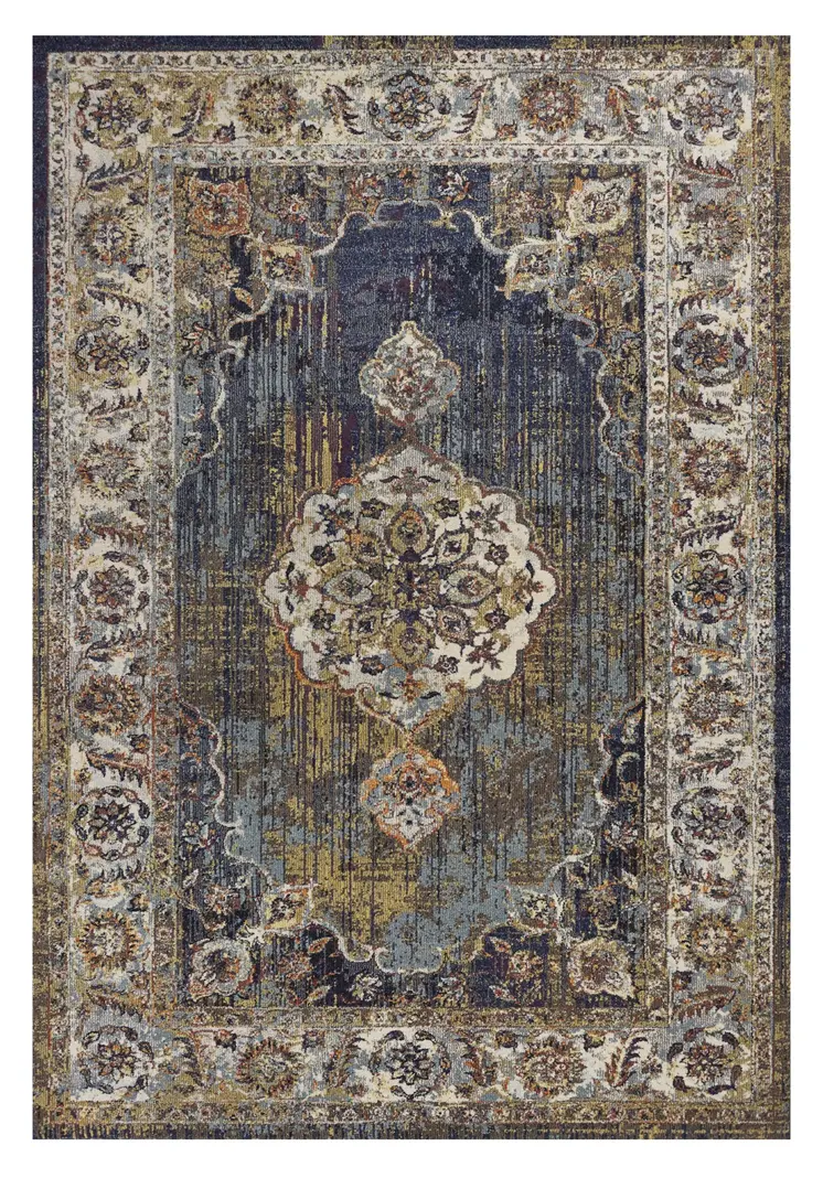 3' X 5' Navy Blue Medallion Area Rug