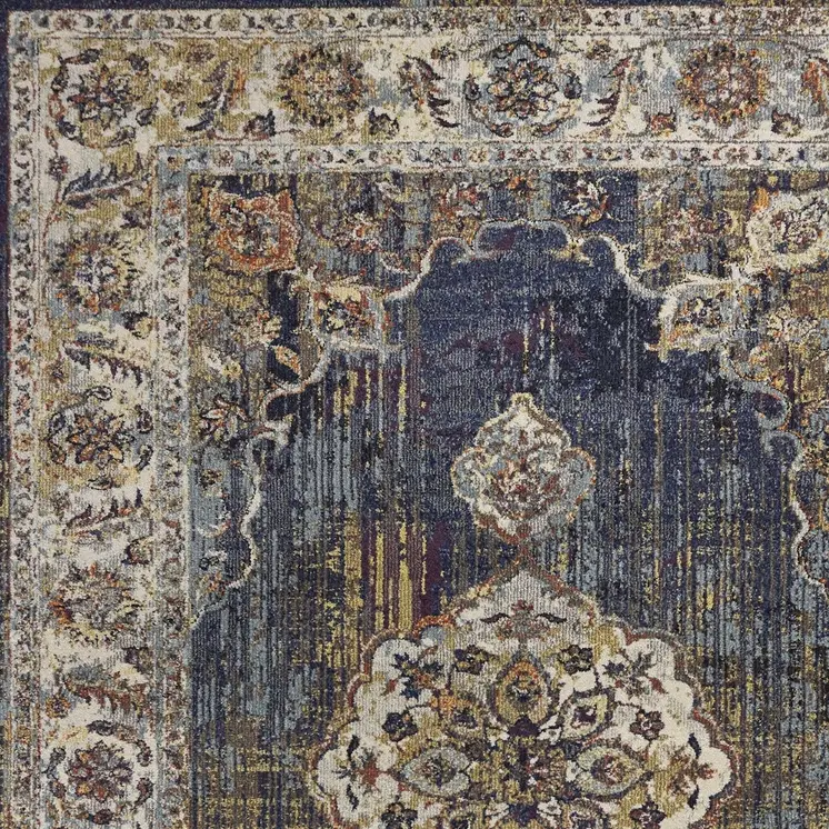 3' X 5' Navy Blue Medallion Area Rug