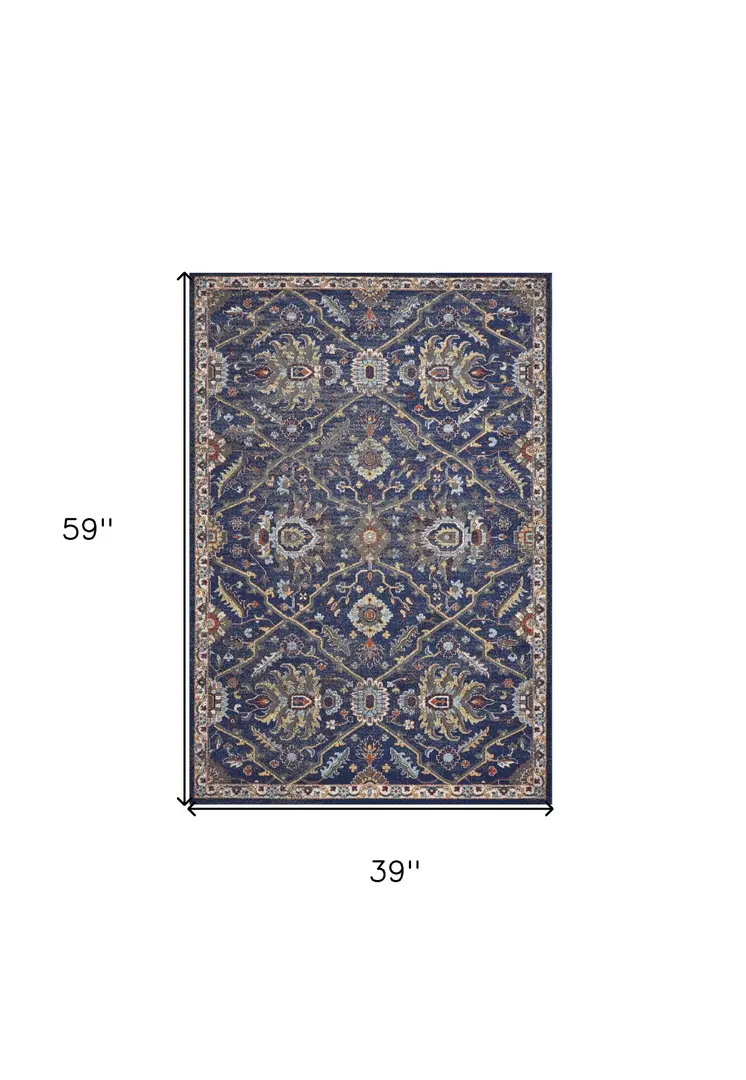 3' X 5' Royal Blue Geometric Area Rug