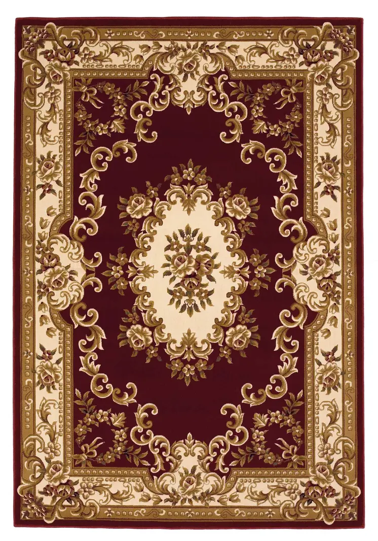 3' X 5' Red and Ivory Floral Border Area Rug