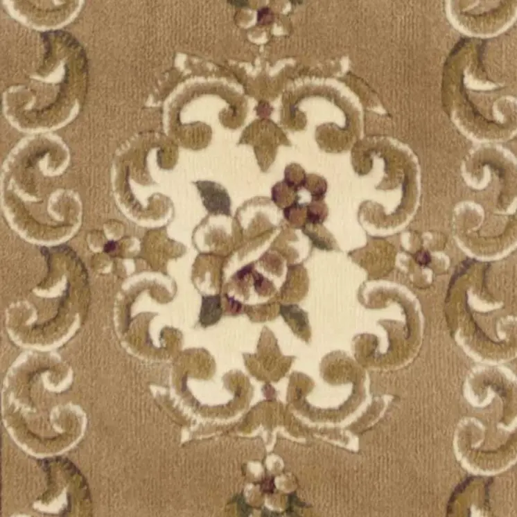 8' Beige And Ivory Medallion Runner Rug