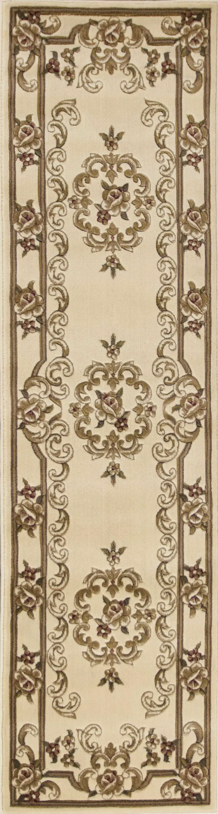 2' X 8' Ivory Medallion Runner Rug