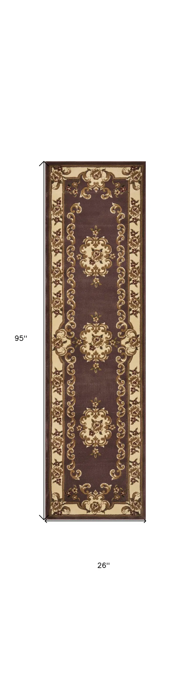 2' X 8' Plum Or Ivory Medallion Runner Rug