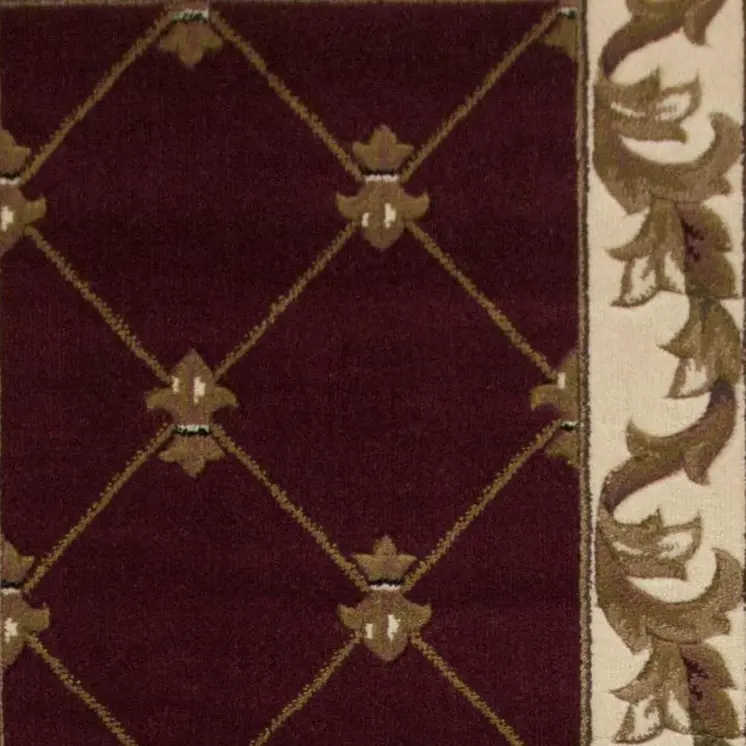 2' X 8' Red Fleur De Lis Runner Rug