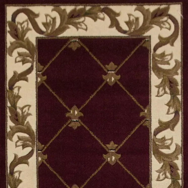 2' X 8' Red Fleur De Lis Runner Rug