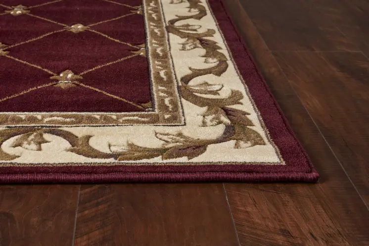 3' X 5' Red And Ivory Floral Vines Area Rug