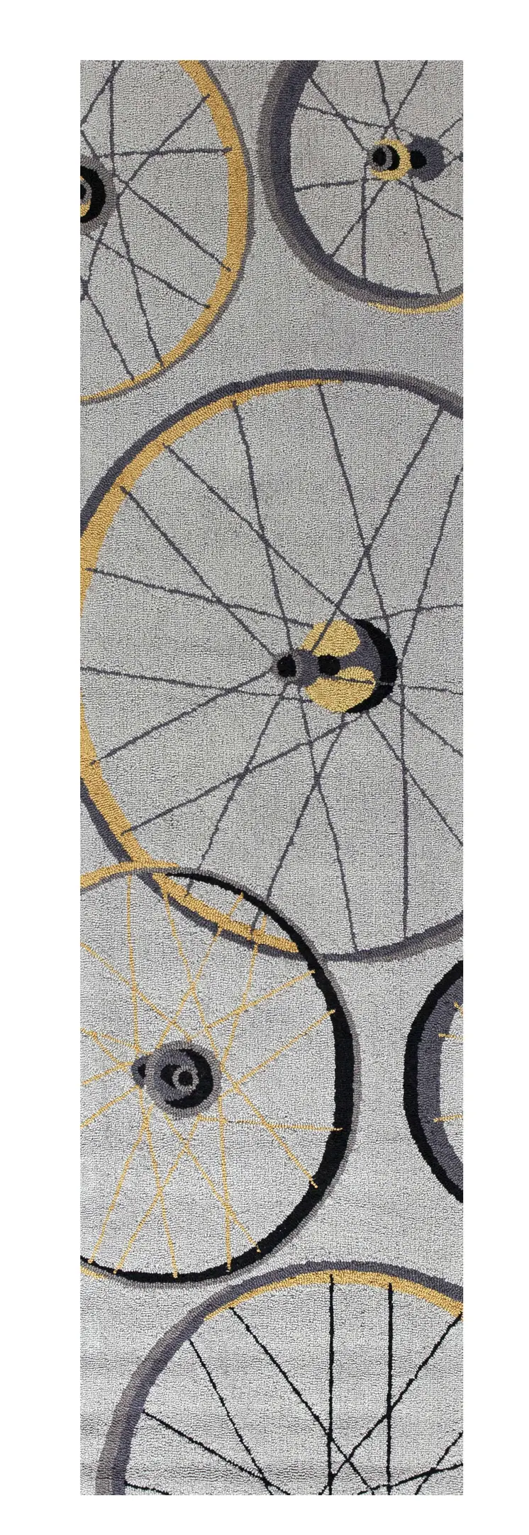 2' X 7' Grey Wheels Runner Rug
