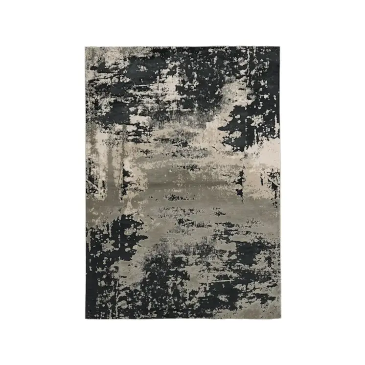 3' X 5' Black and Silver Abstract Area Rug