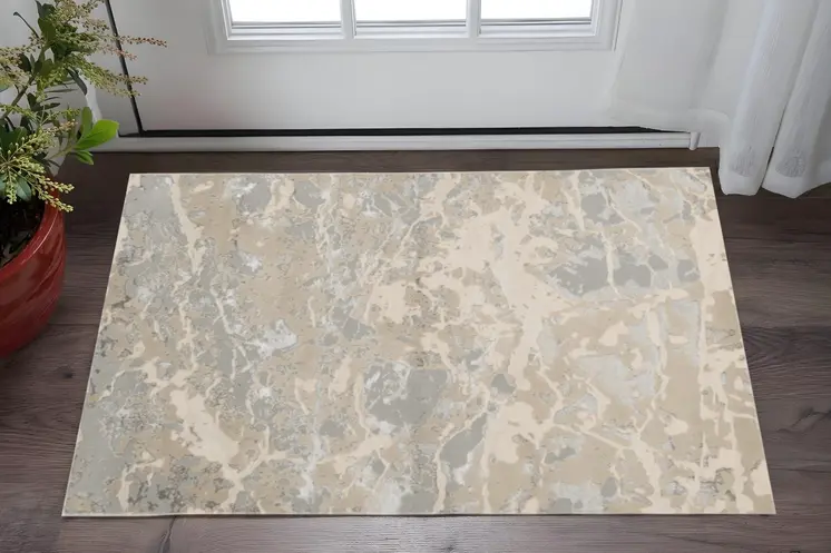 3' X 5' Sand Abstract Area Rug