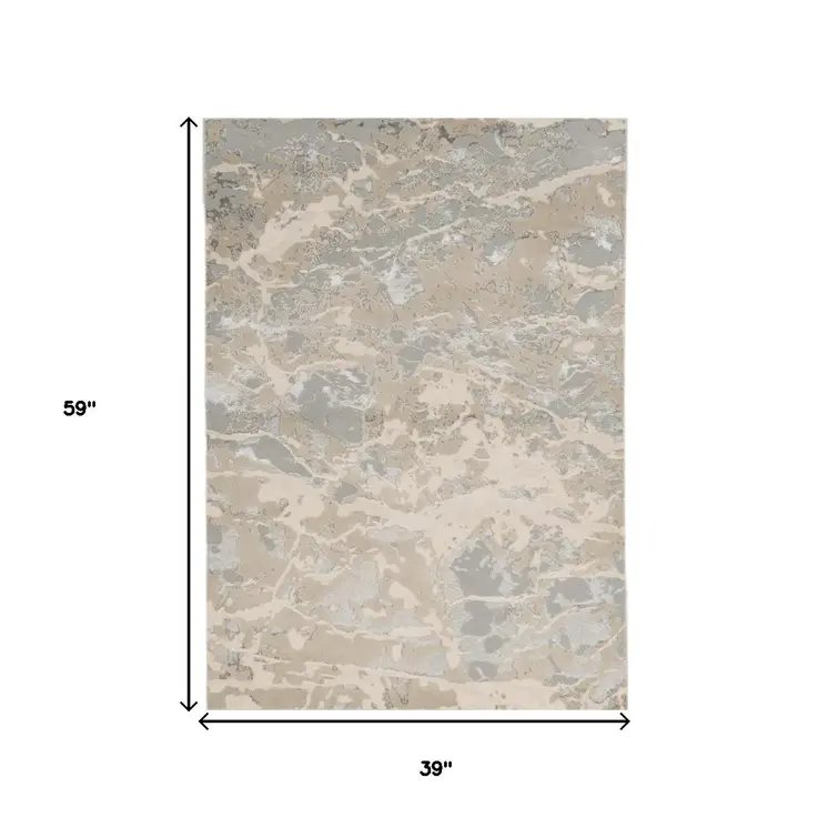 3' X 5' Sand Abstract Area Rug