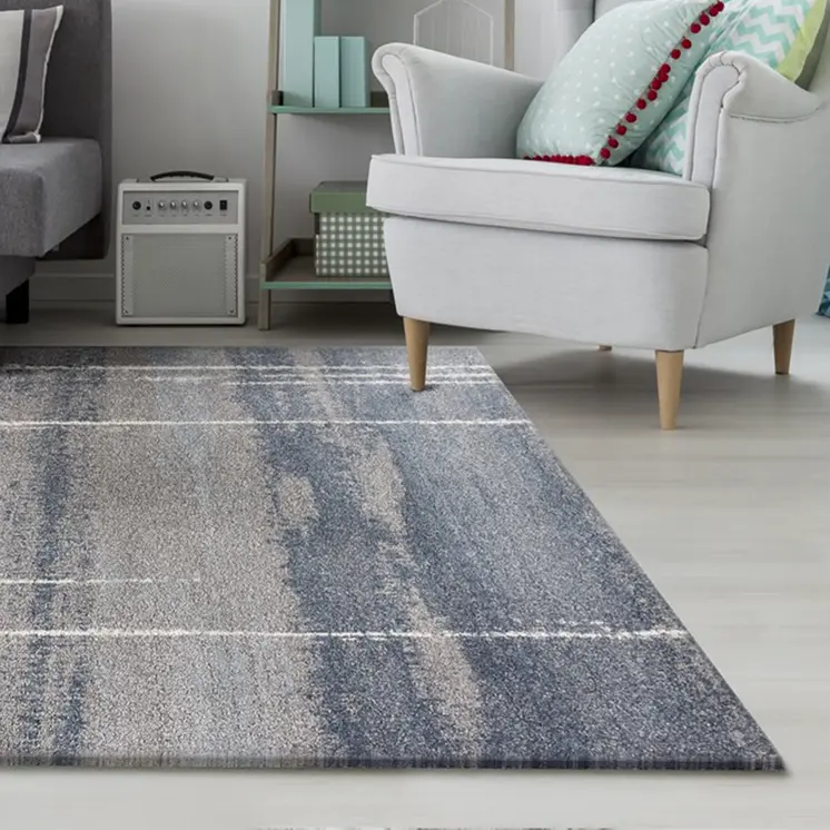 3' X 5' Blue And Gray Ombre Area Rug