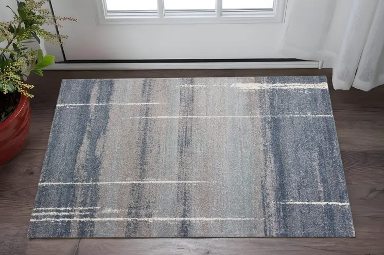 3' X 5' Blue And Gray Ombre Area Rug