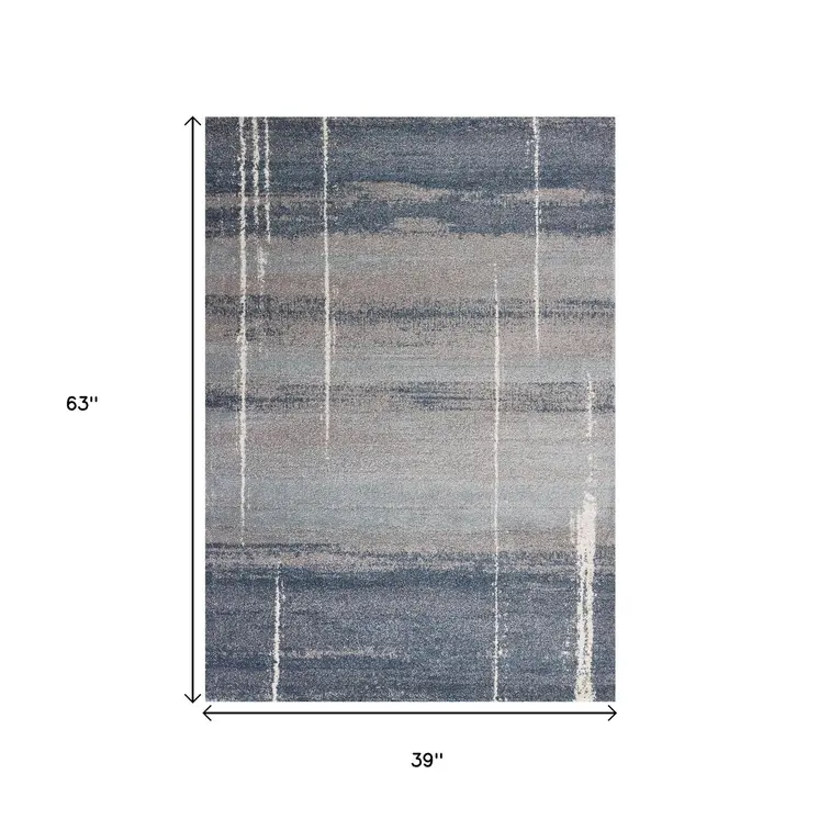 3' X 5' Blue And Gray Ombre Area Rug