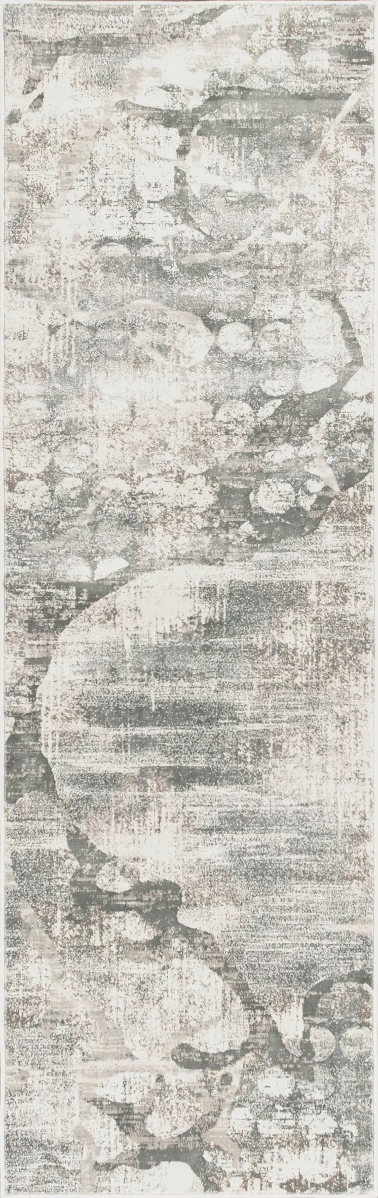 7' Ivory Abstract Runner Rug