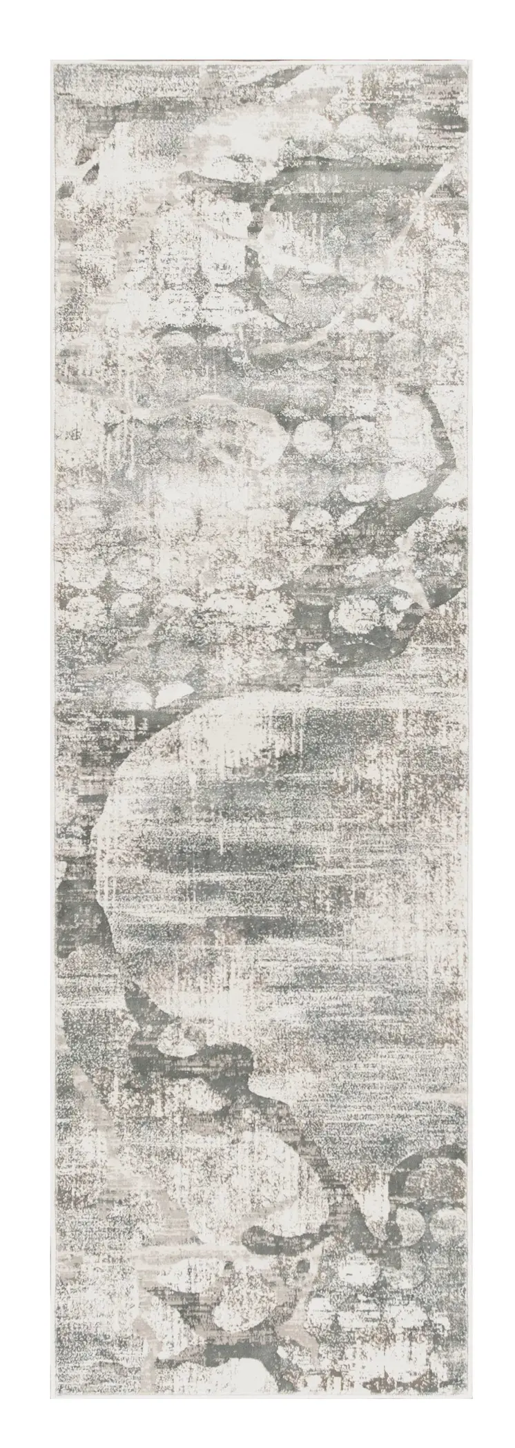 7' Ivory Abstract Runner Rug