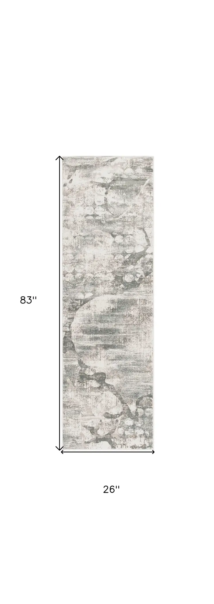 7' Ivory Abstract Runner Rug
