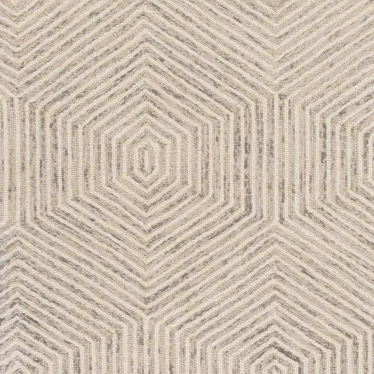 3' X 5' Ivory Geometric Hexagon Wool Area Rug