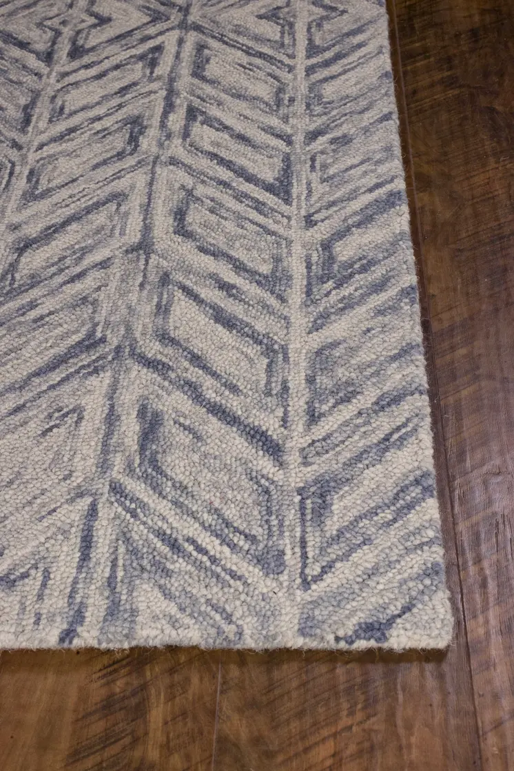 3' X 5' Blue And Beige Wool Abstract Hand Tufted Area Rug